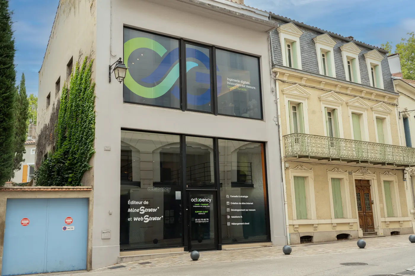 La devanture de l'agence OctoGency, 17B rue Jacques Limouzy à Castres